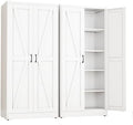 White Metal Storage Cabinet, 71" Kitchen Pantry Cabinets for Office by RISTERN