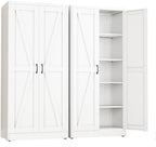 White Metal Storage Cabinet, 71" Kitchen Pantry Cabinets for Office by RISTERN