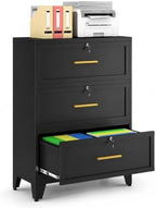 3 Drawer File Cabinet with Lock, Small Filing Cabinet for Home Office by Unknown
