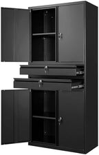 Yizosh Metal Garage Storage Cabinet with Locking Doors and Adjustable Shelves, 71" Tool Storage Cabinet with 2 Drawer for Garage,Warehouse by Yizosh