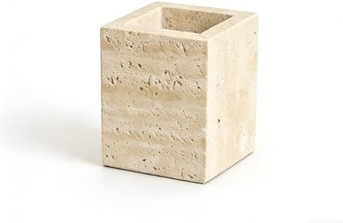 Natural Travertine Desk Organizer Pen Holder by SIRIZEN-DIVING