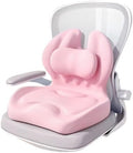 Adjustable Memory Foam Lumbar Cushion - Ergonomic Lower Back Support Pillow with Cotton Cover, Mid-Height Customizable Design for Office Chair, Car Seat, Long Sitting (Pink, Large) by Unknown