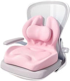 Adjustable Memory Foam Lumbar Cushion - Ergonomic Lower Back Support Pillow with Cotton Cover, Mid-Height Customizable Design for Office Chair, Car Seat, Long Sitting (Pink, Large) by Unknown