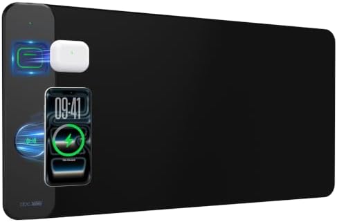 Magnetic Wireless Charging Mouse Pad, 31.5"x15.8" Large Desk Mat by abcmat