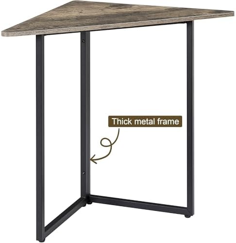 VECELO Corner Shelf, End Side Tables, Triangle Shelves with Metal Frame for Small Space, Living Room, Kitchen, Bathroom Classic Grey - Image 5