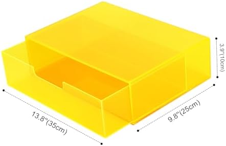 Gelite Acrylic Desk Organizer with Drawer for Makeup Vanity Stackable Desktop Storage Box for Office Supplies, 13.8 x 9.8 x 3.9’’, Neon Yellow - Image 2