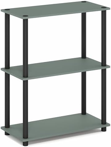 Furinno Turn-N-Tube Storage Shelves, 3-Tier Book Shelf, Corner Shelf, Toolless Open Shelves, for Organization and Storage, Living Room, Garage, Home Office, Sage Green - Image 5
