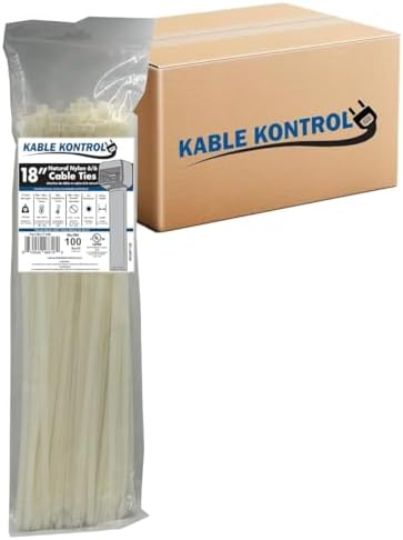 Kable Kontrol Cable Zip Ties, 18 Inch 2800 Pcs HD 120lbs Test Natural White by KABLEKONTROL%C2%AE