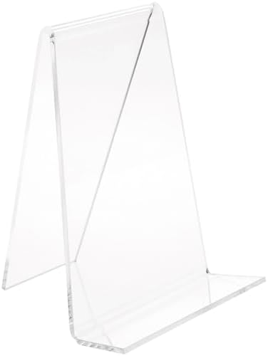 Plymor Clear Acrylic Book Easel with 1.375" Flat Ledge, 4.75" W x 4.75" D x 6" H, Pack of 12 by Plymor