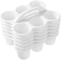 ALINK 6 Pack Classroom Caddy Storage Basket with Handle, Plastic Drink Cup Caddy Holder, 6 Compartments for Kids, Table, Office, Arts, Crafts, Crayon, Marker, Pencil, School Supplies - White by ALINK