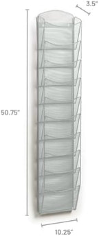 Safco Products Onyx Commercial 10 Pocket Magazine Rack 5579SL-Silver-Stainless Steel- Wall Mounted-5 lbs Capacity-Organize Magazines or Journal - Image 2