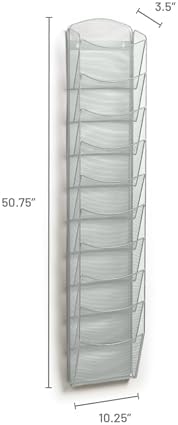 Safco Products Onyx Commercial 10 Pocket Magazine Rack 5579SL-Silver-Stainless Steel- Wall Mounted-5 lbs Capacity-Organize Magazines or Journal - Image 2