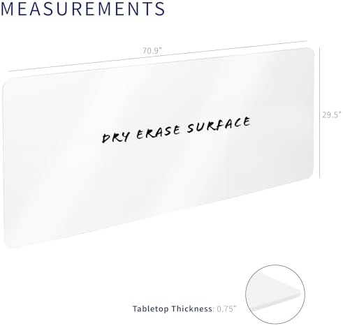 VIVO White Dry Erase 71 x 30 in Table Top, DESK-TOP72-30WE - Image 3