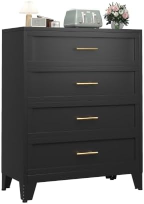 Ckzbx Metal Dresser Under Desk Metal Filing Cabinets, 43.11" H Drawer Chests of Drawers for Office, Garage (4 Drawers Black 31.5 inch Wide) by Ckzbx