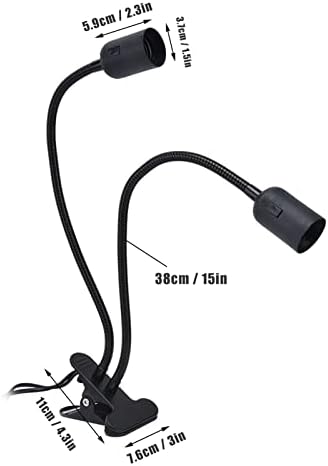 Hilitand Clip Lamp Holder Clamp Desk Lamp, Flexible Wire Neck E26/E27 Clip On Lamp Holder for Desk Clip Lamp, Bedside Lamp, Table Lamp(US Plug) - Image 2