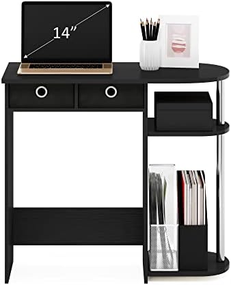 Furinno Go Green Desk, 31.5" Wide Gaming Desk with 2 Side Shelves and Storage Bins, Computer Desk, Office Desk for Home Office, Study Room, Dorm, Bedroom, Americano - Image 4