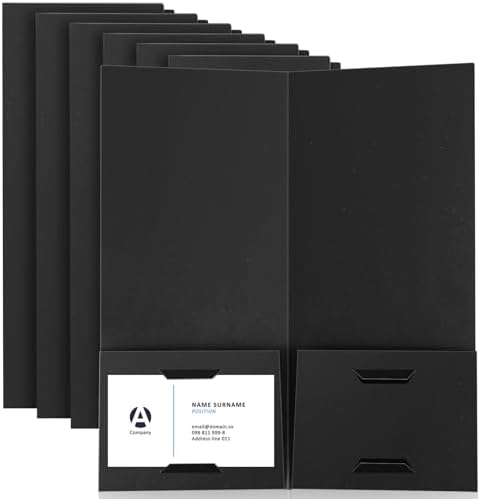 Henoyso 50 Pcs 4 x 9 Inch Mini Presentation Folders 2 Pocket, Black by Henoyso