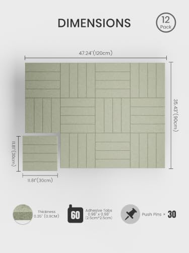 Bumusty 48" x 36" Large Cork Board Alternative, Sage - Image 2