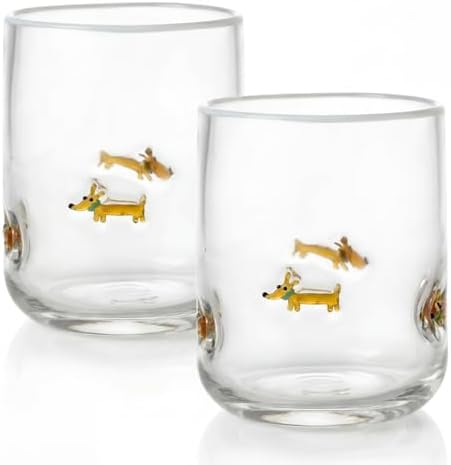 SiliFine 2 PCS Dachshund Icon Juice Glasses by SiliFine