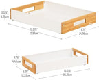 Mind Reader Metal and Wood Tiered Desktop Organizer Trays with Cutout Handles, Stackable Office Storage, Office, Entryway, Coffee Station and Home Organization, Metal and Wood, Set of 2, White - Image 3
