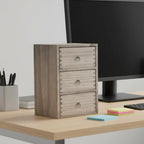 DDYURI Wood Tabletop Storage Cabinet Organization Box Caddy with 3 Drawers for Office Supplies Desktop Dresser Organizer Dark Brown - Image 4