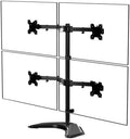 WALI 4 Monitor Stand for 13-27 inch Computer Screens up to 17.6lbs,Adjustable Quad Monitor Mount, Free Standing 4 Monitor Mount Full Motion with Tilt, Rotation, VESA Mount 75/100mm (MF004), Black by WALI