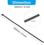 XINGO 8 Inch Black Zip Ties Heavy Duty 1000 Pack, 120 LBS Tensile Strength, Premium Nylon Cable Wire Ties, Self-locking Plastic Ties for Indoor and Outdoor Use - Image 2