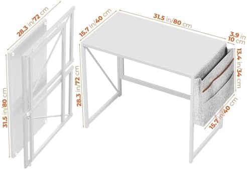 31.5" Folding Computer Desk with Headphone Hook & Storage Bag - Image 3