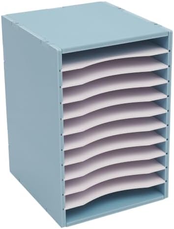 Vertical Desktop Sorter,11 Slots Mail File Organizer for Office (blue) by ATOLOMOTOR