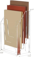 YUXUN Vertical Triple File Folder Holder Organizer,Acrylic File Organizer, File Sorter Clear Crystal - Image 7