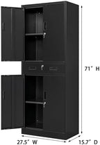CJF 71" H Tall Metal Storage Cabinet with Drawer, Locking Garage Cabinet with 2 Adjustable Shelves, Heavy-Duty Tool File Storage Cabinets for Home Office, Kitchen, Warehouse, Shop (Black) - Image 3
