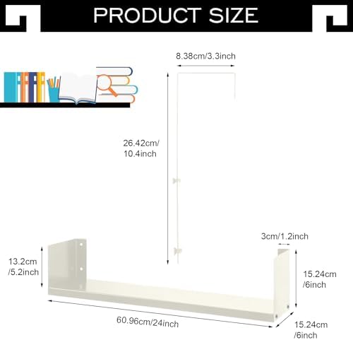Lineshading Office Cubicle Shelf Storage Organizer Hanging File Organizer Cubicle Hanging Shelf Accessories Storage Bookshelf with Hooks for Home Desk - Image 3