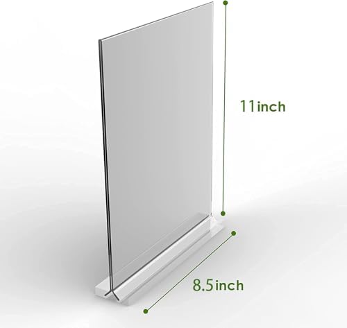 KOOLDE Acrylic Sign Holder 8.5x11 Inches 12 Pack T Shape Desktop Display Stand Vertical Double Sided Clear Table Menu Flyer Holder for Restaurants, Office, Shop, Wedding - Image 3
