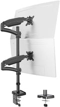 MOUNT PRO Vertical Dual Monitor Mount, Stacked Monitor Stand for 2 Computer Screens up to 32 inches, Full Motion Adjustable Tall Display Desk Mount, Each Arm Holds up to 17.6lbs, VESA Mount by MOUNTPRO