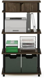 Furinno Turn-N-Tube Toolless Multipurpose Printer Stand Display Storage Shelf with Top Cabinet, Columbia Walnut/Black - Image 6