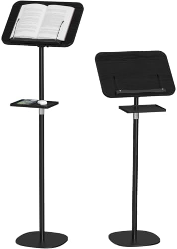 Snughome Floor Book Stand with Tray, Height Adjustment 21"-51", Black by Snughome
