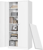 Letaya Metal Storage Cabinet with Lock Door Adjustable Shelf,72" Steel Lockers for Office, Home,School,Kitchen,Garage Tool Utility Cabinet (2 Door-White) by LetayaMetalCabinets