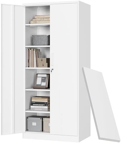 Letaya Metal Storage Cabinet with Lock Door Adjustable Shelf,72" Steel Lockers for Office, Home,School,Kitchen,Garage Tool Utility Cabinet (2 Door-White) by LetayaMetalCabinets