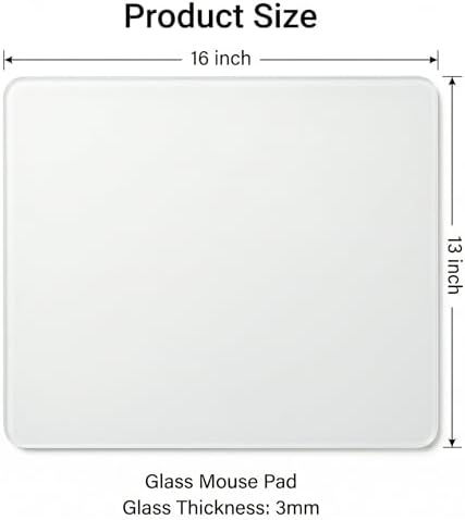 Glass Gaming Mousepad, 13x16 inch White Tempered Glass Mousepad, Professional Esport MousePads - Image 2