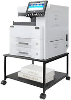 EMERIT 2-Tier Under Desk Printer Stand w/Storage - 19.5x19.5x12.8''Heavy Duty Rolling Cart, Mobile Printer Table with Lockable Wheels for Home Office Organization - Industrial Style by eMeritDirect