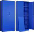 Yizosh Metal Garage Storage Cabinet with 2 Doors and 5 Adjustable Shelves - 71" Steel Lockable File Cabinet,Locking Tool Cabinets for Office,Home,Garage,Gym,School (Blue) by Yizosh