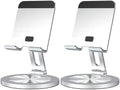 Phone Stand for Desk, 360° Rotating Dual Adjustable Foldable Cell Phone Holder, Heavy Solid All-Aluminum Base Anti-Slip Stable Support for Home Office Study, Fits iPhone Galaxy 4-8" Phones by YCNEW