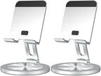 Phone Stand for Desk, 360° Rotating Dual Adjustable Foldable Cell Phone Holder, Heavy Solid All-Aluminum Base Anti-Slip Stable Support for Home Office Study, Fits iPhone Galaxy 4-8" Phones by YCNEW