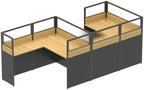 Nykto Office Cubicle Desk with Mute Privacy Panels (D2 Person-S, Walnut) by Nykto