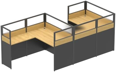 Nykto Office Cubicle Desk with Mute Privacy Panels (D2 Person-S, Walnut) by Nykto