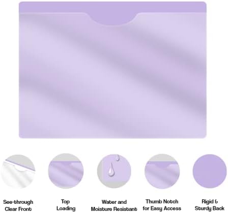 Lavender Plastic Folders with Closed Sides, Doctor Stuff, Letter Size, Clear Front Top Loading Job Jacket, Documents Holder for Office, High School and Medical Files, Pack of 50 - Image 4