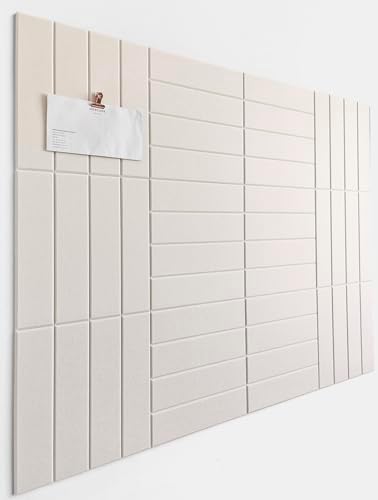 Felt Bulletin Board Tiles | Modern Cork Board Alternative | Large Cork Boards for Walls | Aesthetic Felt Wall Panels for Office & Home Decor | Pinboard & Photo Board (12-Pack) | Beige by DesignerManufacturerofInnovativeBulletinBoardSolutionsforHomeOffice