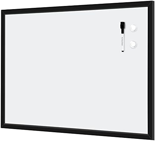 Amazon Basics Magnetic Dry Erase Whiteboard, 35"W x 23"H, Black Wooden Frame, Wall-Mounted for Writing and Presentation by AmazonBasics