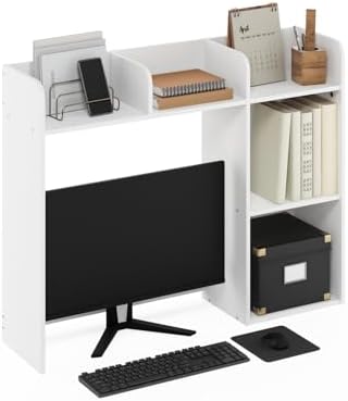 Classic Desk Shelf, 5-Shelf Desktop Hutch, Book Shelf, 3-Tier Desk Organzier, for Office Supplies, Office Desk Accessories, for Home Office, College, Dorm, White by Furinno-FitsYourSpaceFitsYourBudget