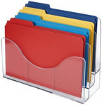 Azar Displays 250099-6PK Three Tier File and Brochure Desktop Wall Organizer Holder with Dividers brochure display stand acrylic file holder, Clear , 6-Pack - Image 2